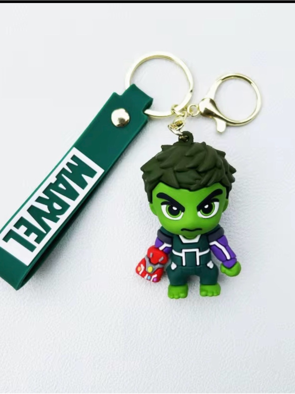 Marvel Green Hulk Vinyl Keychain with Dark Green Strap